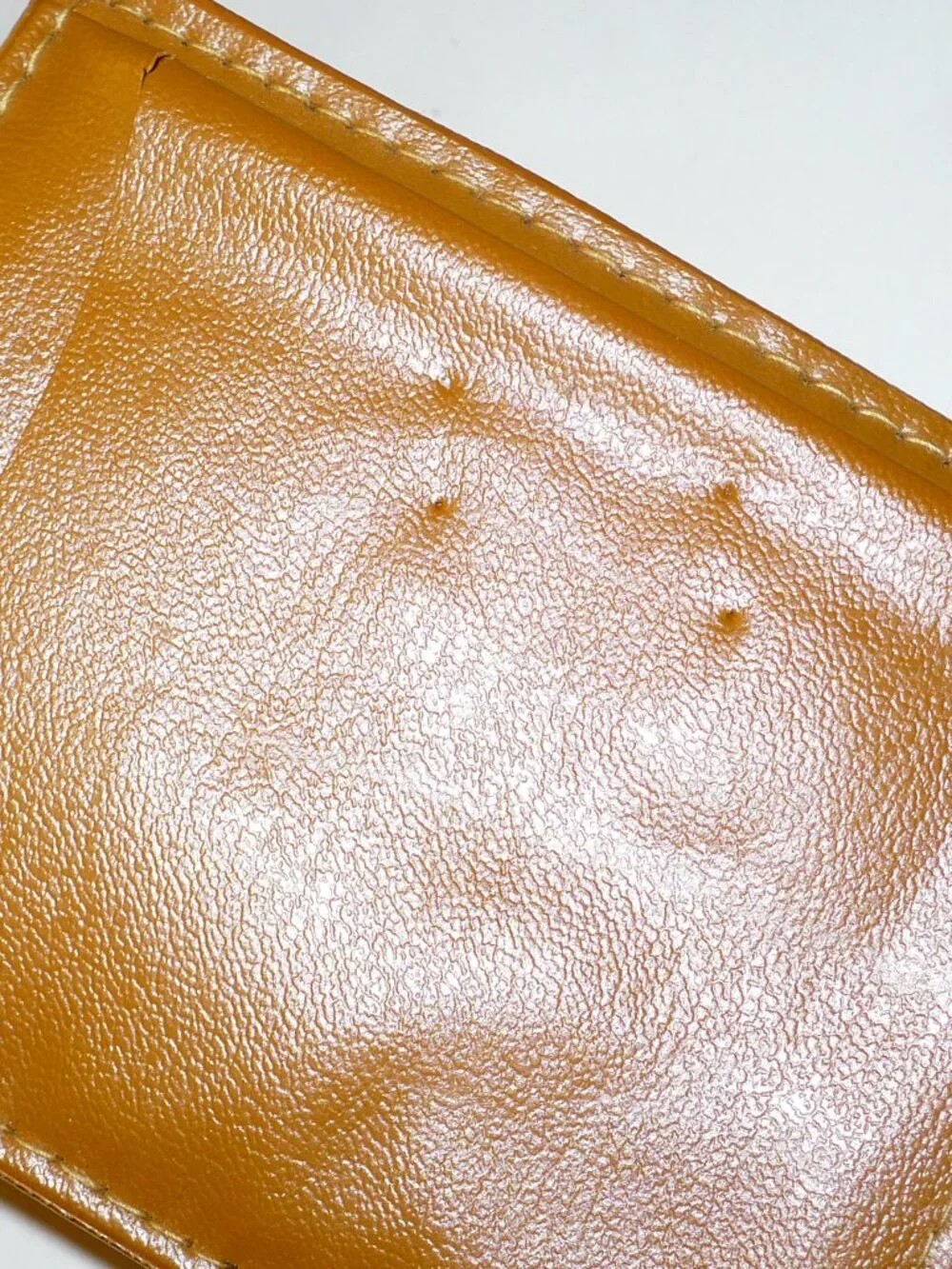 Vintage 1970's Brown Vinyl Billfold Pocket Wallet Green and Gold Design